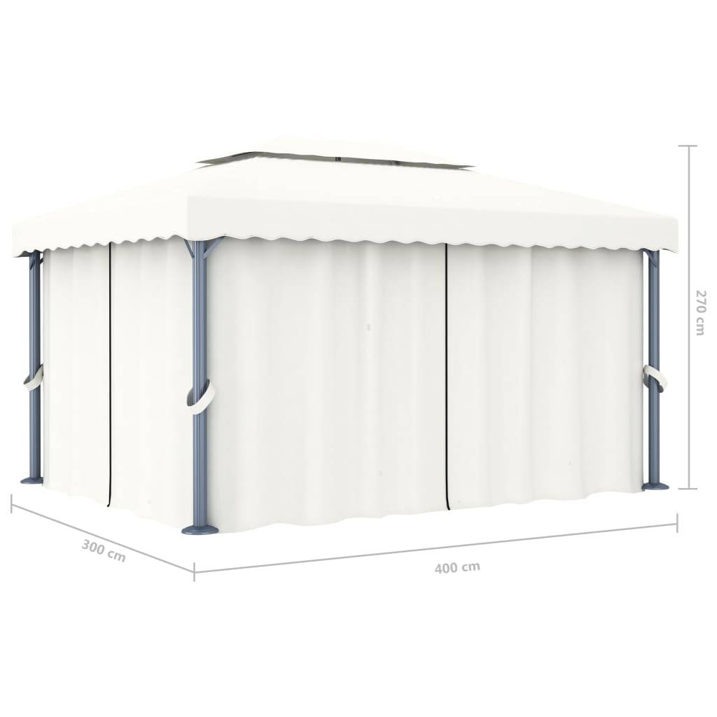 ComfortXL - Tonnelle de Jardin Aluminium Acier Rideaux et Moustiquaires Double Toit Blanc Crème 4x3 m – ComfortXL Outdoor Living - Image 7