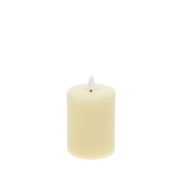 Bougie lumineuse LED cylindrique en cire ivoire flamme vacillante piles 10cm Timer blanc chaud Lotti - Image 4