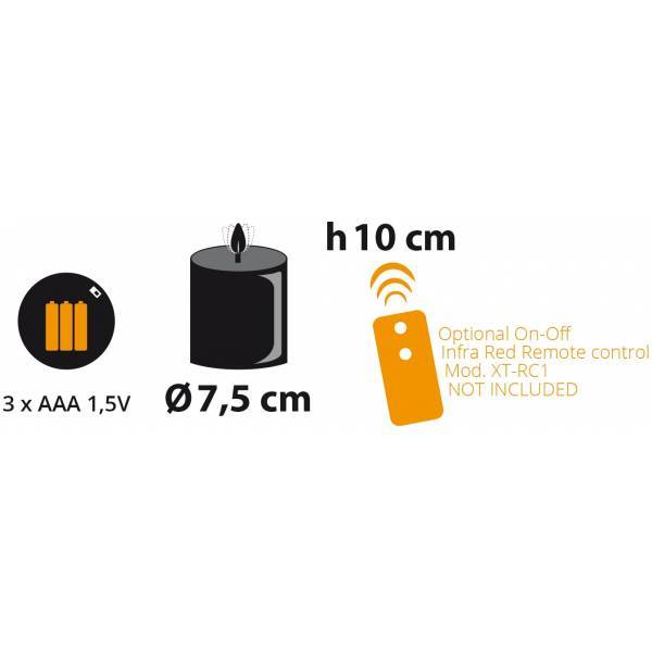 Bougie lumineuse LED cylindrique en cire ivoire flamme vacillante piles 10cm Timer blanc chaud Lotti - Image 3