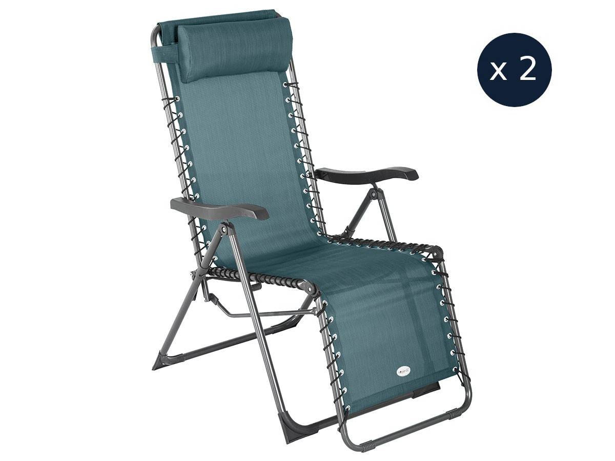 Hesperide - 2 Fauteuils de jardin relax SILOS Bleu Canard - Hespéride - Image 1