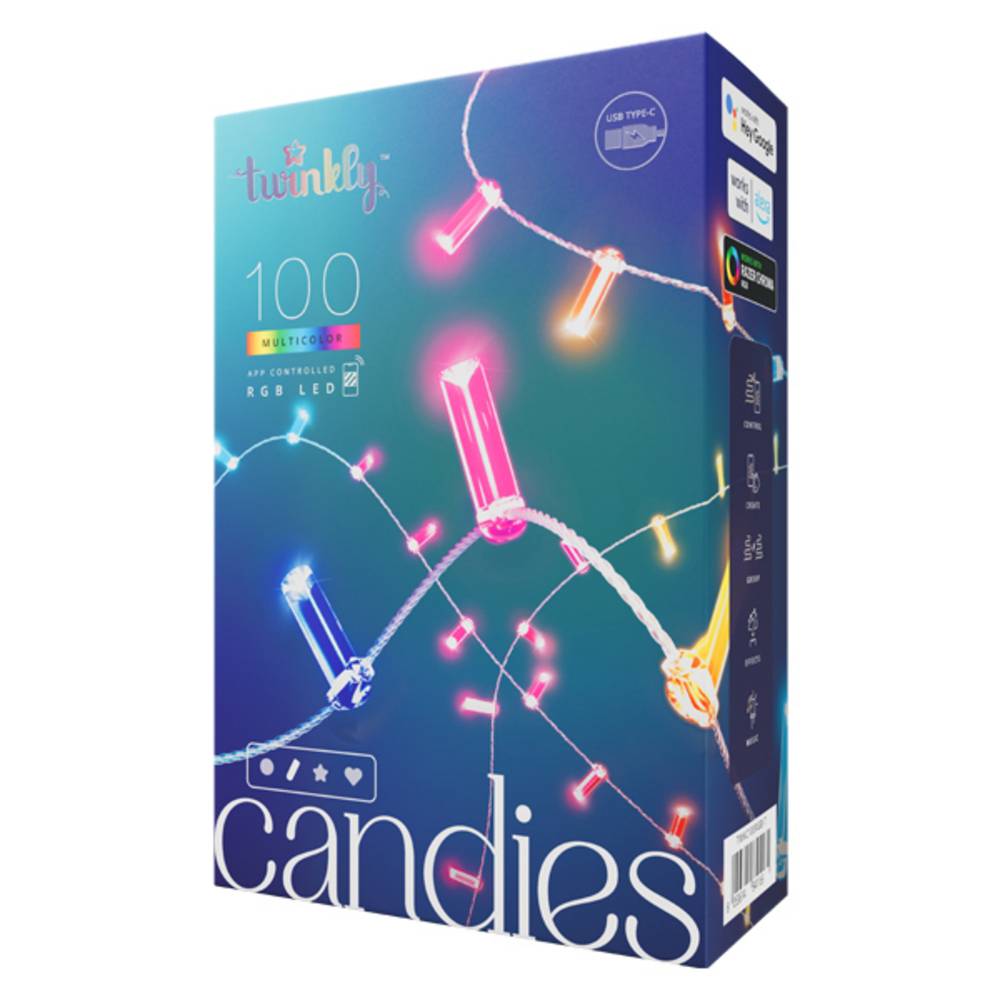 Guirlande Bougie connectée IP20 6m 100 LEDS RGB fil transparent TWINKLY CANDIES - Imagen 1