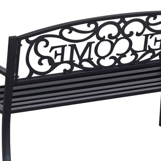 ComfortXL - Banc de jardin 2 places en métal noir 127 x 60 x 87 cm dossier décoratif assise inclinée et cadre résistant - Image 8