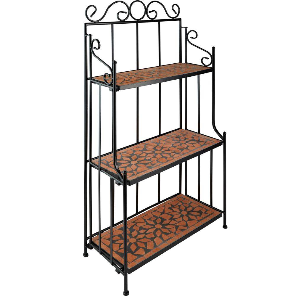 Helloshop26 - Étagère pour plantes mosaïque 3 niveaux 114 cm marron terracotta - Imagen 1