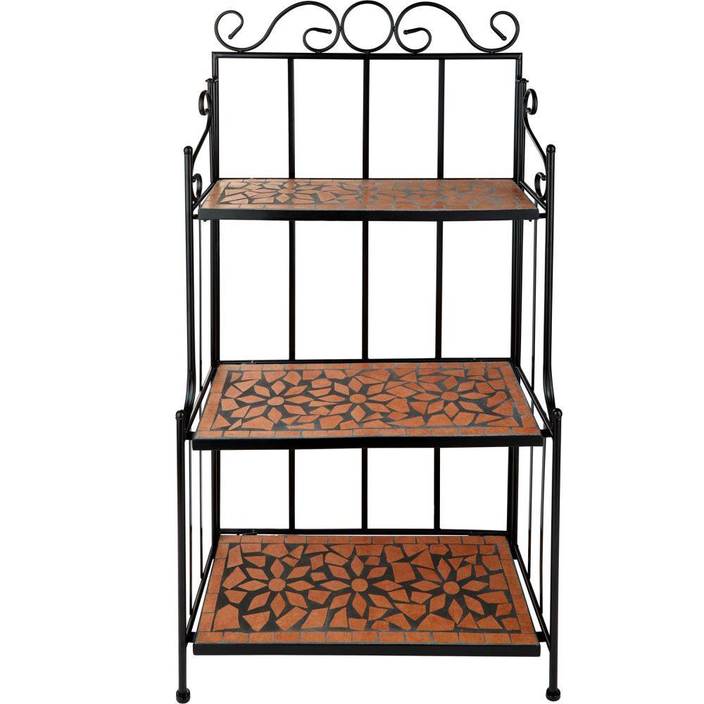 Helloshop26 - Étagère pour plantes mosaïque 3 niveaux 114 cm marron terracotta - Imagen 2