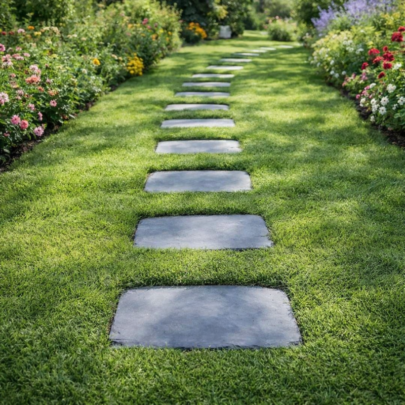 Jardinex - Pas japonais pierre bleue 43 x 32 x 3,5 cm - Gris bleu (Lot de 5) - Jardinex - Imagen 2