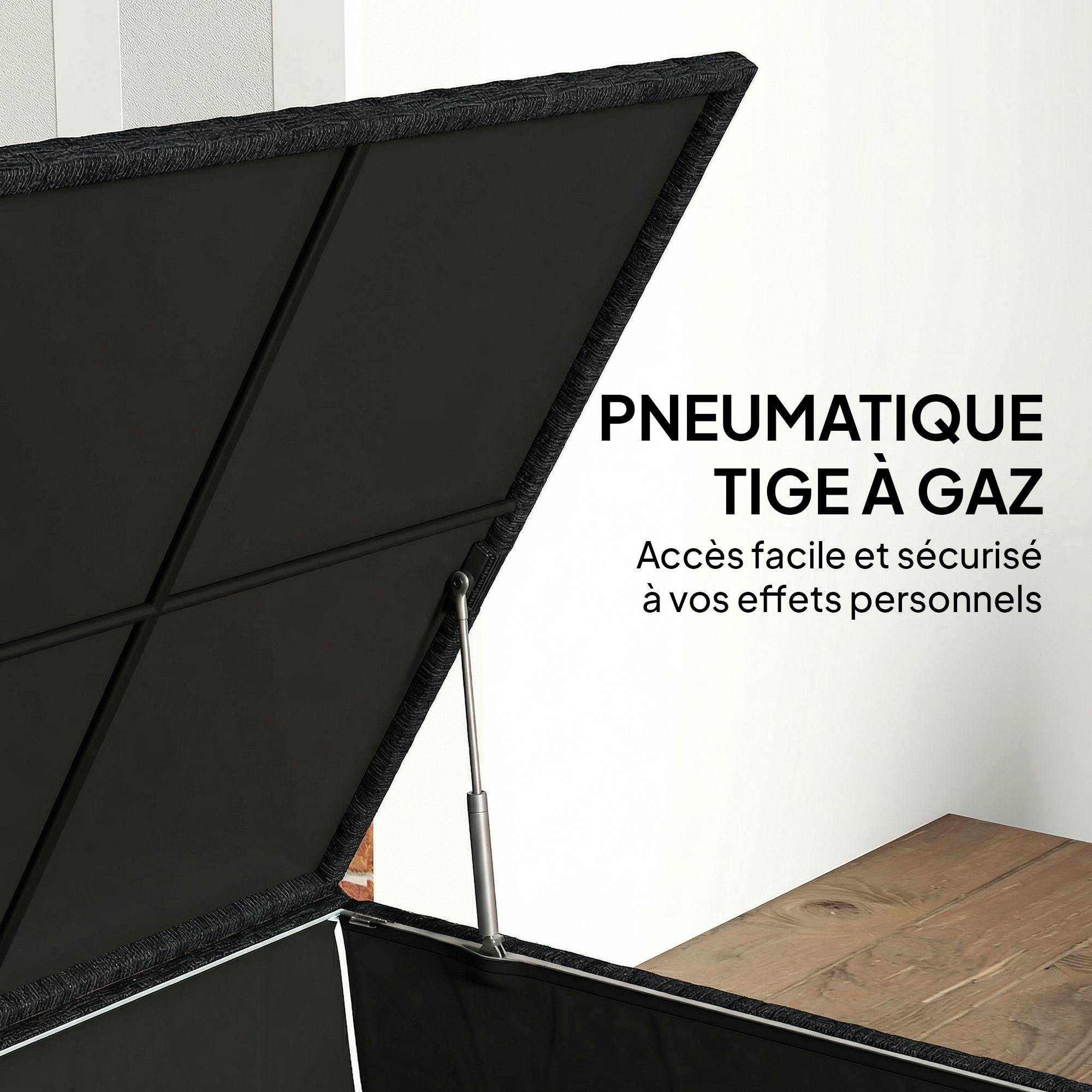 Coffre de jardin résine tressée noir 72 x 72 x 70 cm - PANGIVO - Image 9