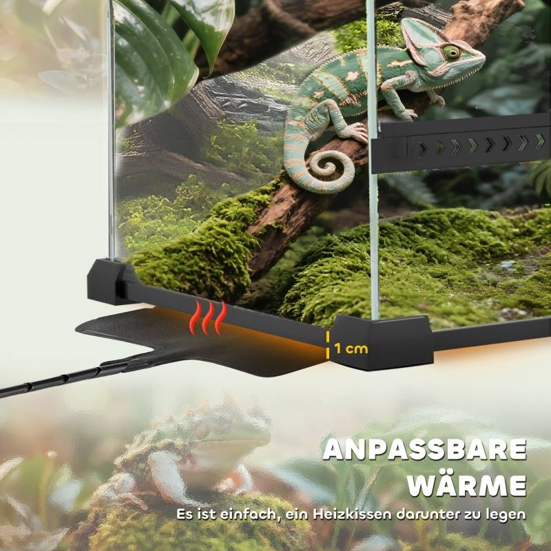 Terrarium en verre pour reptiles, base surélevée et étanche, serrure à bouton, 50 x 30 x 25 cm - PANGIVO - Imagen 7
