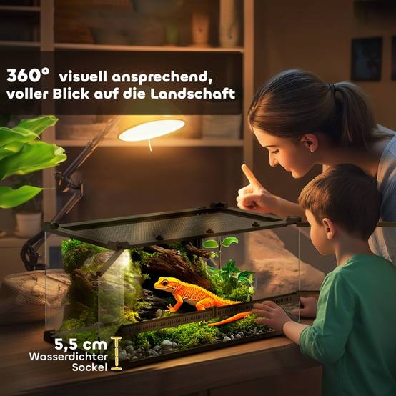 Terrarium en verre pour reptiles, base surélevée et étanche, serrure à bouton, 50 x 30 x 25 cm - PANGIVO - Image 6
