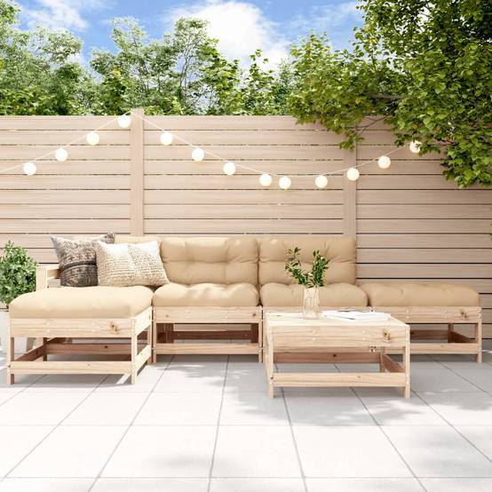 Vidaxl - Salon de jardin 6 pcs avec coussins bois massif vidaXL 3185906 - Image 1