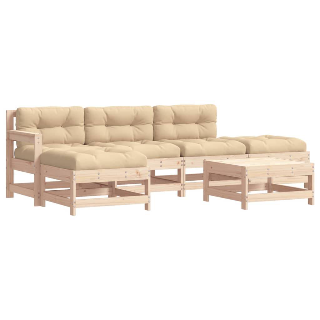 Vidaxl - Salon de jardin 6 pcs avec coussins bois massif vidaXL 3185906 - Image 2