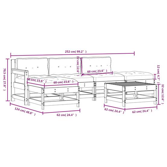 Vidaxl - Salon de jardin 6 pcs avec coussins bois massif vidaXL 3185906 - Image 3