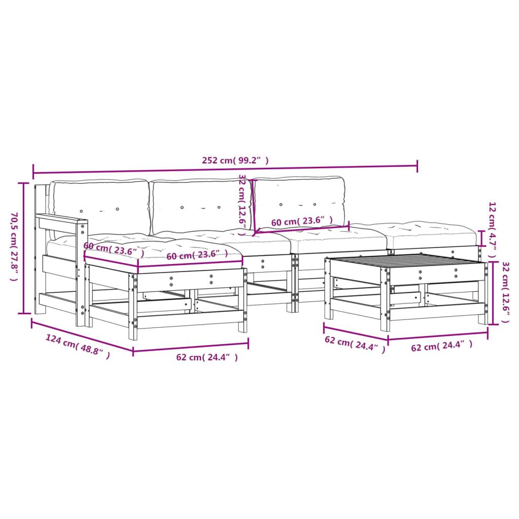 Vidaxl - Salon de jardin 6 pcs avec coussins bois massif vidaXL 3185906 - Image 3