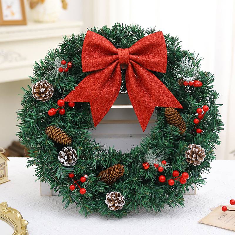 Couronne de Noël, Couronne de Noël Porte, Pendentifs Muraux De Noël, Couronne de Noël avec Lumières pour Porte D'entrée, Décorations(40cm) - Image 2