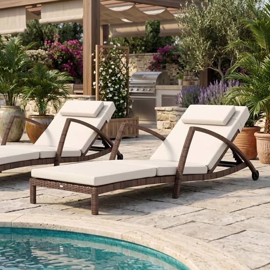 Bain de soleil résine tressée marron et beige 185 x 72 x 78 cm - PANGIVO - Image 4