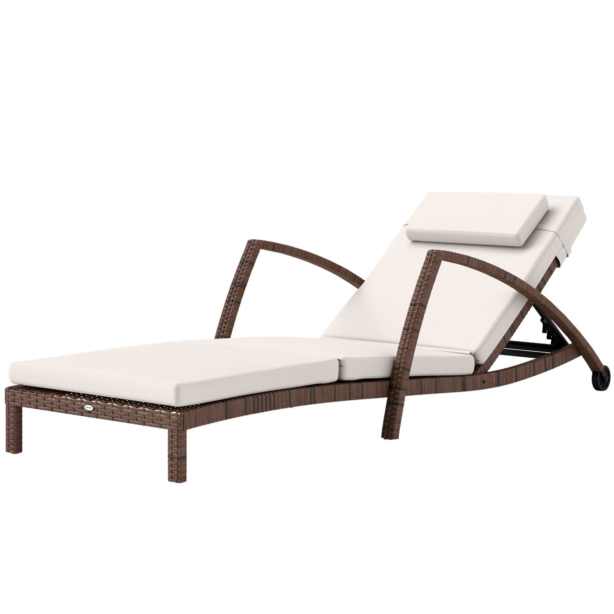 Bain de soleil résine tressée marron et beige 185 x 72 x 78 cm - PANGIVO - Image 2