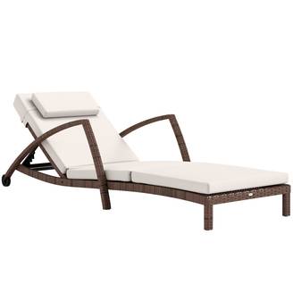 Bain de soleil résine tressée marron et beige 185 x 72 x 78 cm - PANGIVO