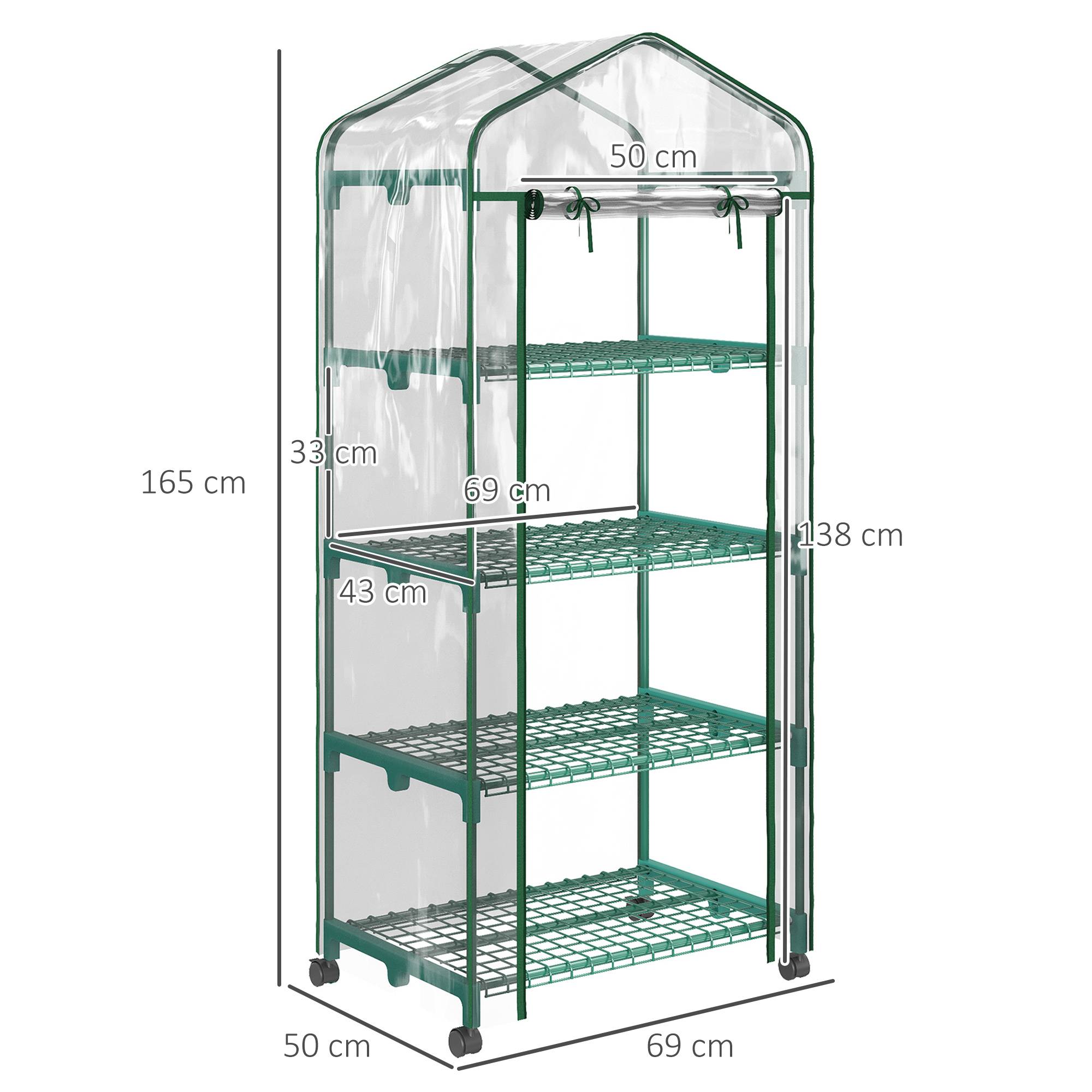 Sans Marque - Serre aluminium transparent mini-serre châssis froid 4 étagères 69x50x165 cm - Image 5