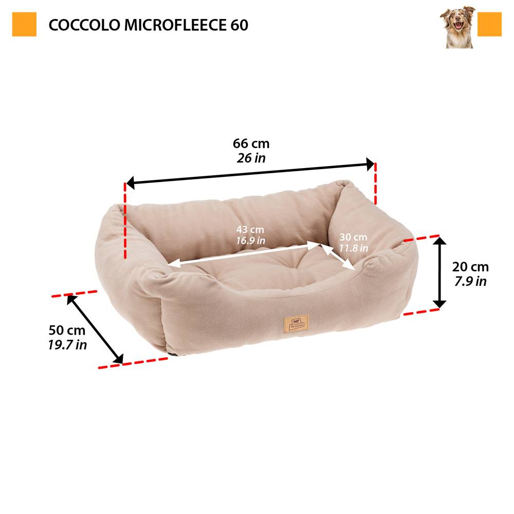 Ferplast - Canapé Lit pour Chiens et Chats COCCOLO MICROFLEECE 60 Doux Micropolaire Lavable Taupe - Imagen 2