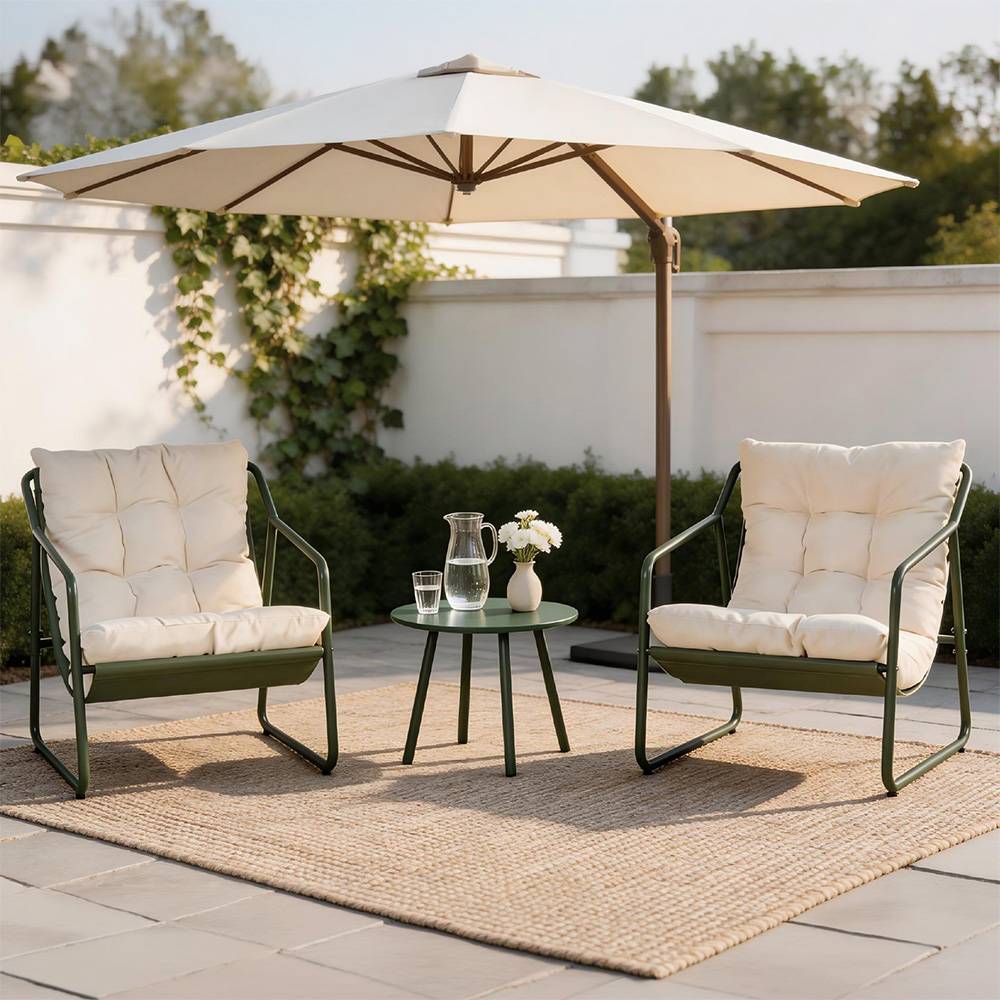 Ensemble de jardin 2 fauteuils vert kaki avec table basse ATRANI - Image 4