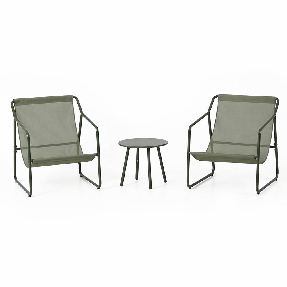 Ensemble de jardin 2 fauteuils vert kaki avec table basse ATRANI - Image 8