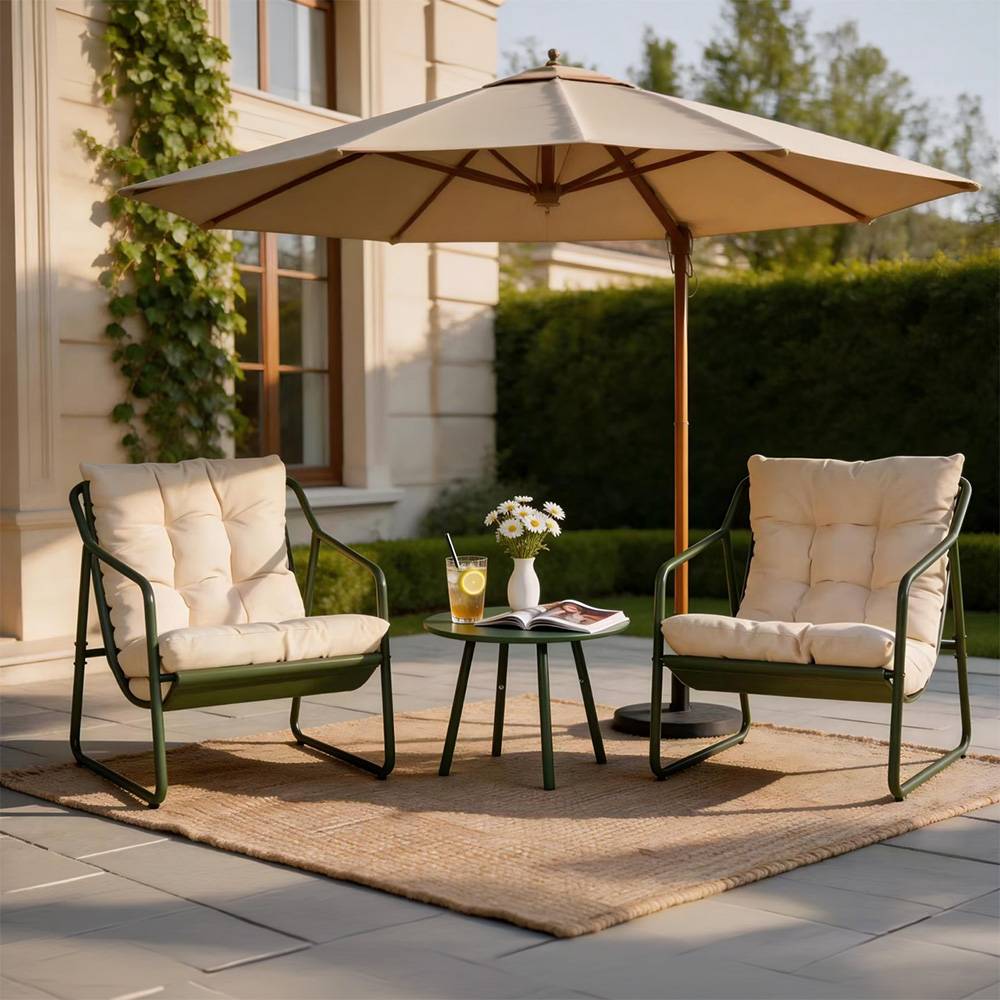 Ensemble de jardin 2 fauteuils vert kaki avec table basse ATRANI - Image 6