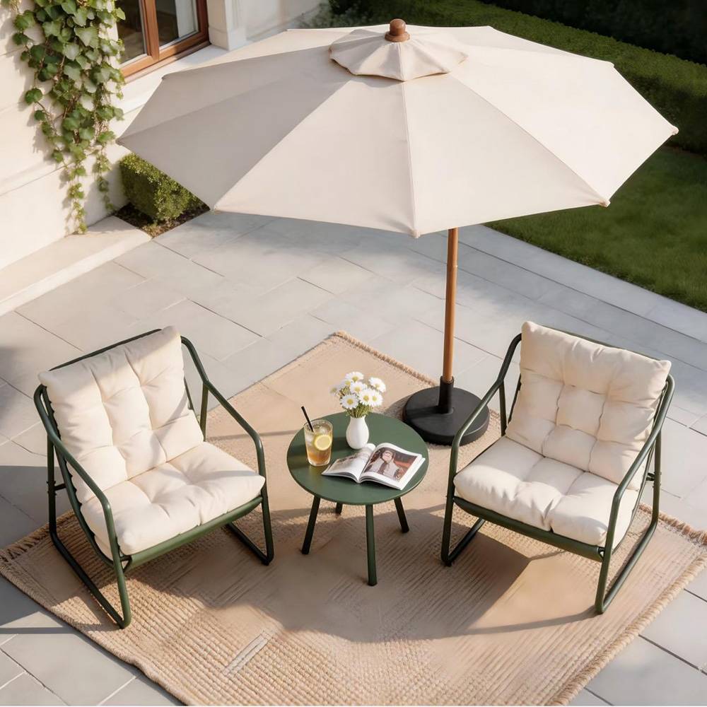 Ensemble de jardin 2 fauteuils vert kaki avec table basse ATRANI - Image 5