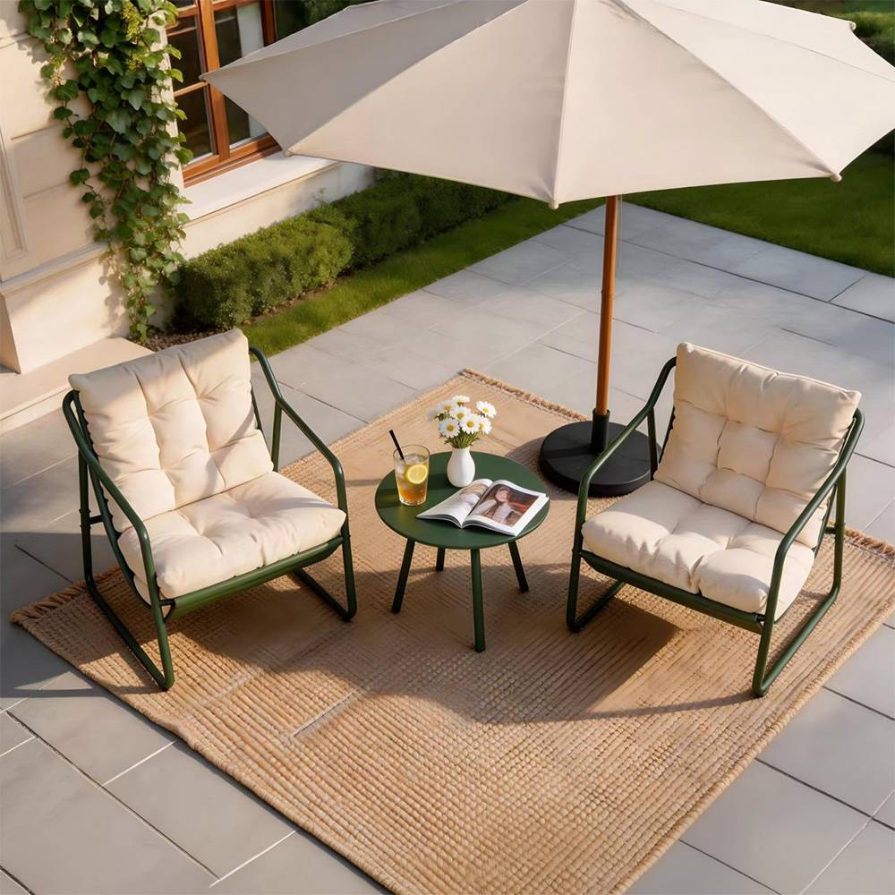 Ensemble de jardin 2 fauteuils vert kaki avec table basse ATRANI - Image 7