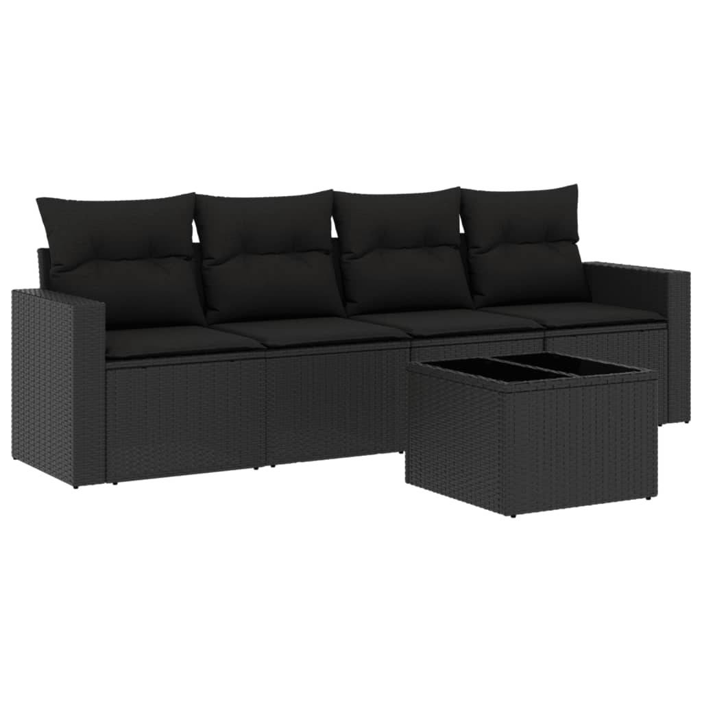 Salon de Jardin 4 Places avec Rangement Résine Tressée Noire et Table Basse Verre pour Extérieur – ComfortXL Outdoor Living - Image 2