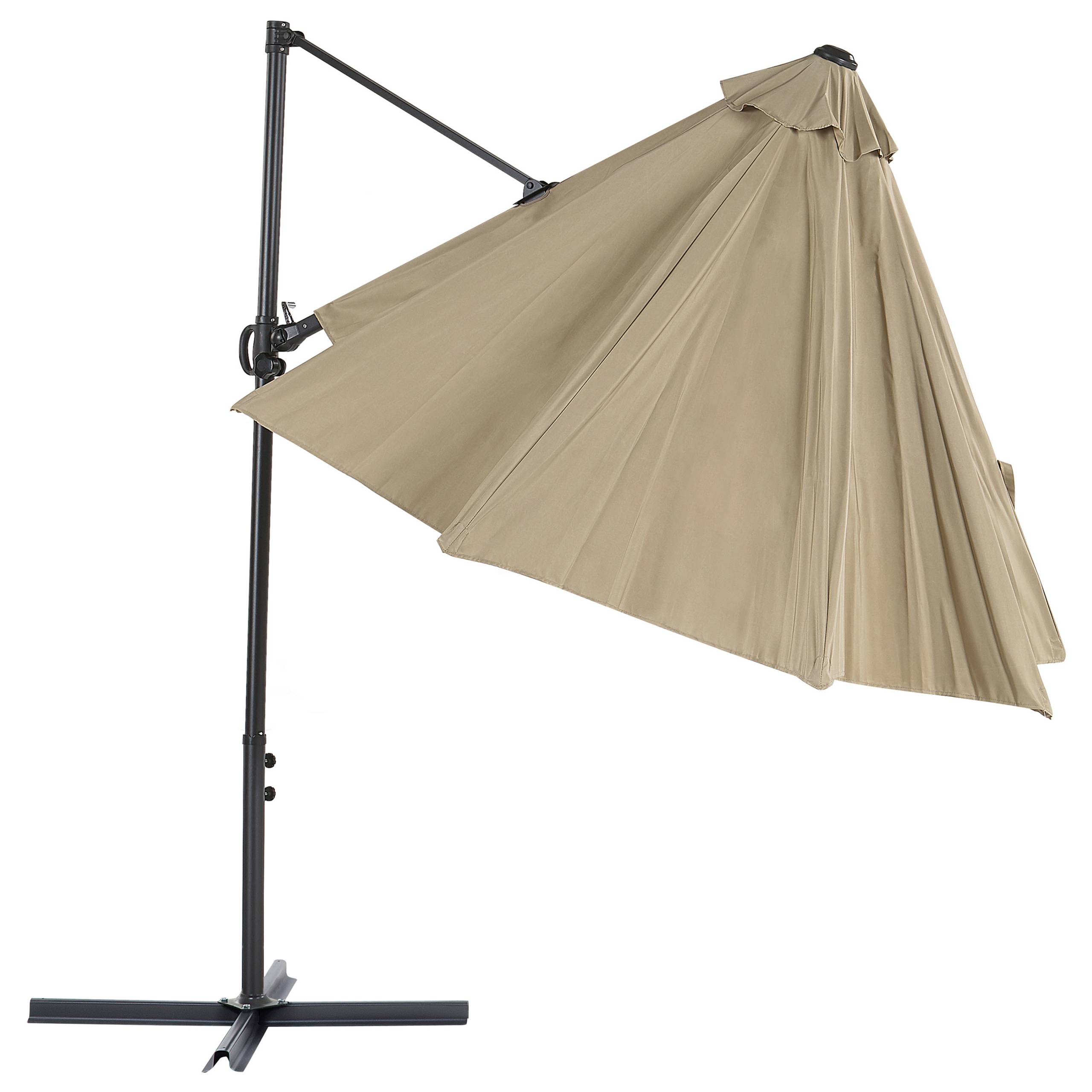 Beliani - Parasol de Jardin Taupe en Aluminium et Tissu Polyester ⌀ 2,95 m Octogonal à Manivelle et en Porte-à-Faux Rotation 360° Résistant aux UV - Imagen 5