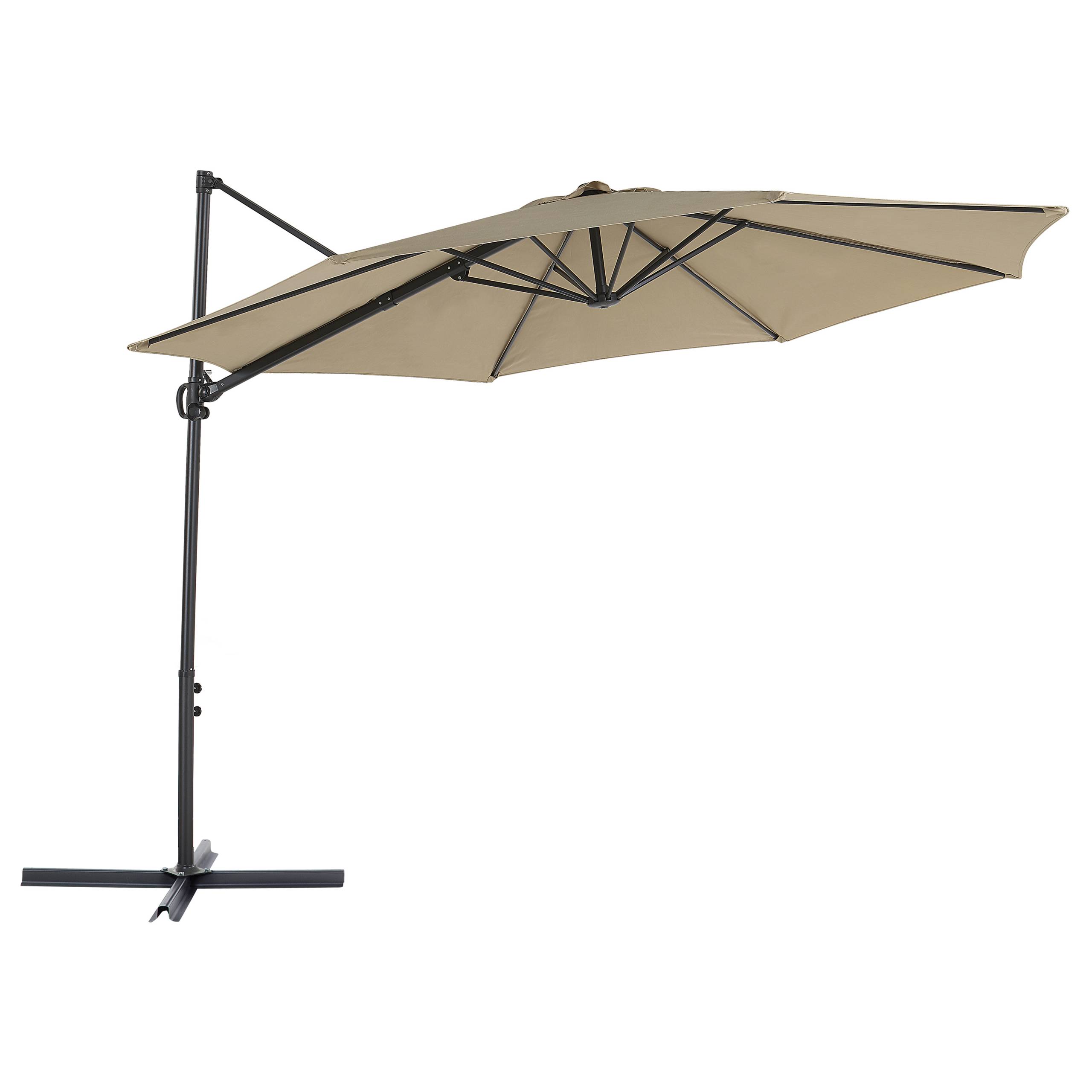 Beliani - Parasol de Jardin Taupe en Aluminium et Tissu Polyester ⌀ 2,95 m Octogonal à Manivelle et en Porte-à-Faux Rotation 360° Résistant aux UV - Imagen 1