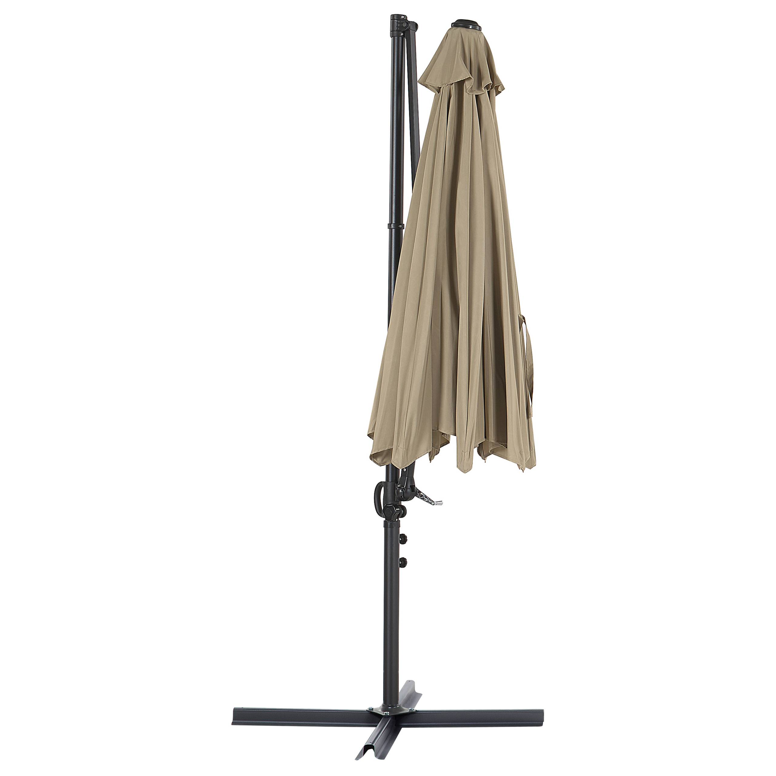 Beliani - Parasol de Jardin Taupe en Aluminium et Tissu Polyester ⌀ 2,95 m Octogonal à Manivelle et en Porte-à-Faux Rotation 360° Résistant aux UV - Imagen 6