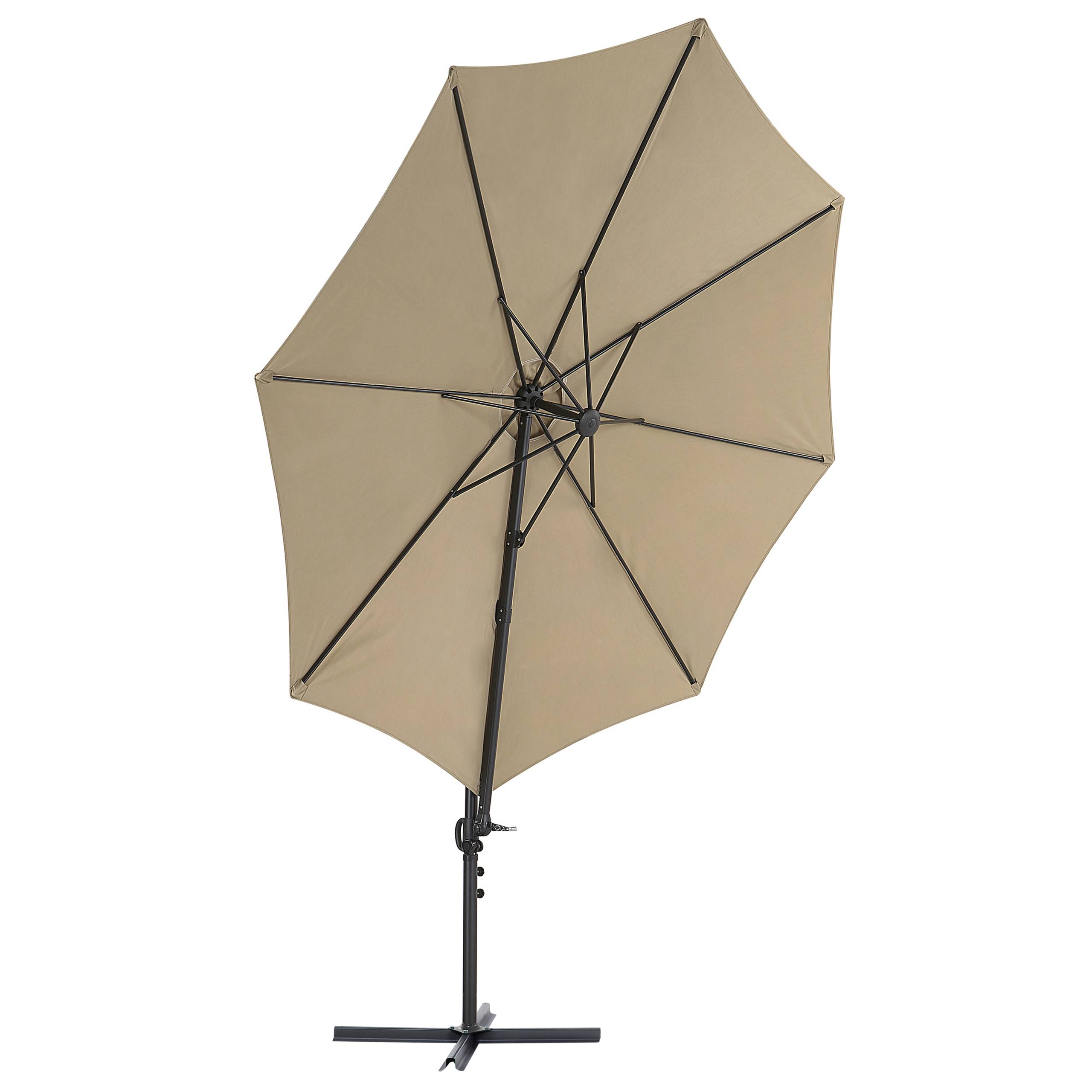 Beliani - Parasol de Jardin Taupe en Aluminium et Tissu Polyester ⌀ 2,95 m Octogonal à Manivelle et en Porte-à-Faux Rotation 360° Résistant aux UV - Imagen 4