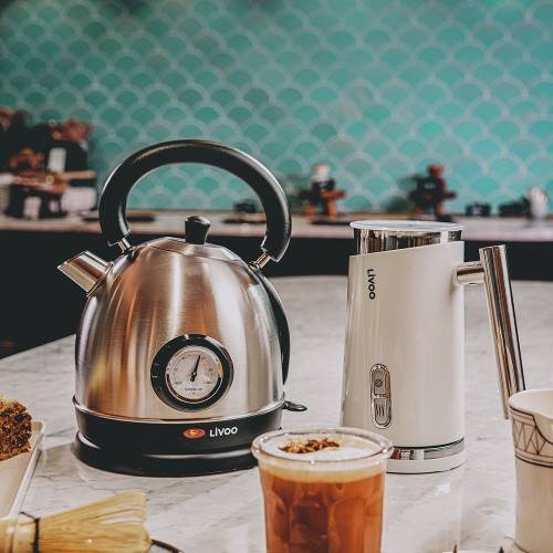 Livoo - Bouilloire rétro inox avec thermomètre 1800W - Imagen 1