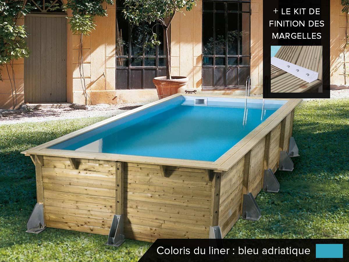 Ubbink - Kit piscine bois UbbinkAzura 5,05 x 3,50 x 1,26 m - Liner bleu + Kit margelles - Ubbink - Imagen 3