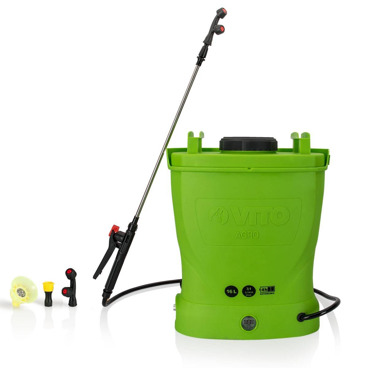 Vito - Pulvérisateur Electrique 16L à Batterie 12V 8AH 6 bars - Pulvérisateur Toiture avec Lance Télescopique, 3 buses et Chargeur VITO
