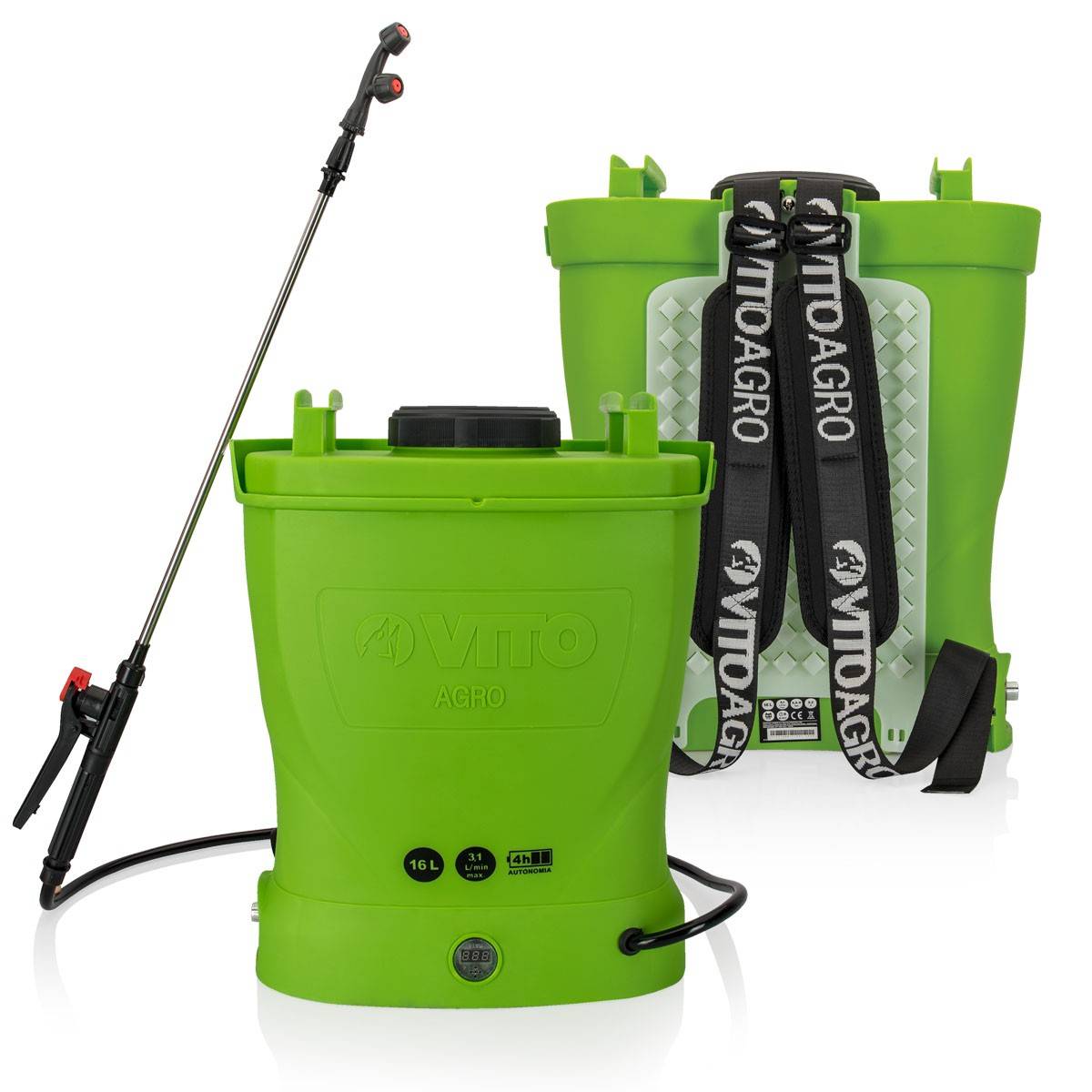 Pulvérisateur Electrique 16L à Batterie 12V 8AH 6 bars - Pulvérisateur Toiture avec Lance Télescopique, 3 buses et Chargeur VITO - Imagen 2