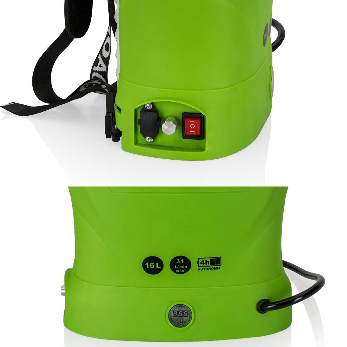 Pulvérisateur Electrique 16L à Batterie 12V 8AH 6 bars - Pulvérisateur Toiture avec Lance Télescopique, 3 buses et Chargeur VITO - Imagen 7