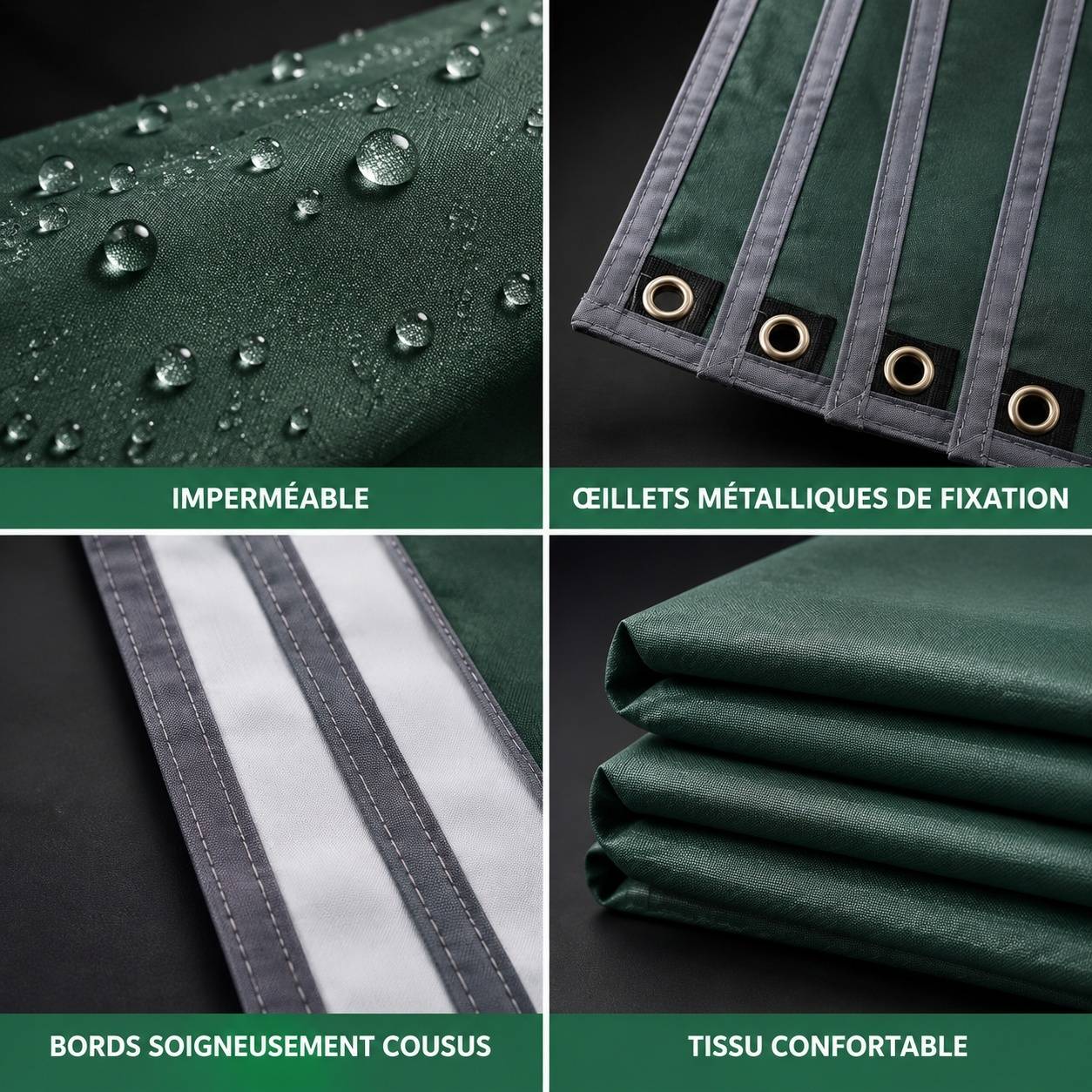 Bâche Anti-pluie Toile Tente Oeillets Camping Léger Portable Imperméable UV - Image 4