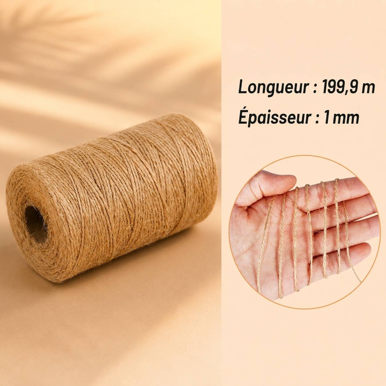 Corde en Jute Marron 200m Diamètre 1mm pour Jardin Tuteur Arbres Plantes Fleurs DIY - Image 2