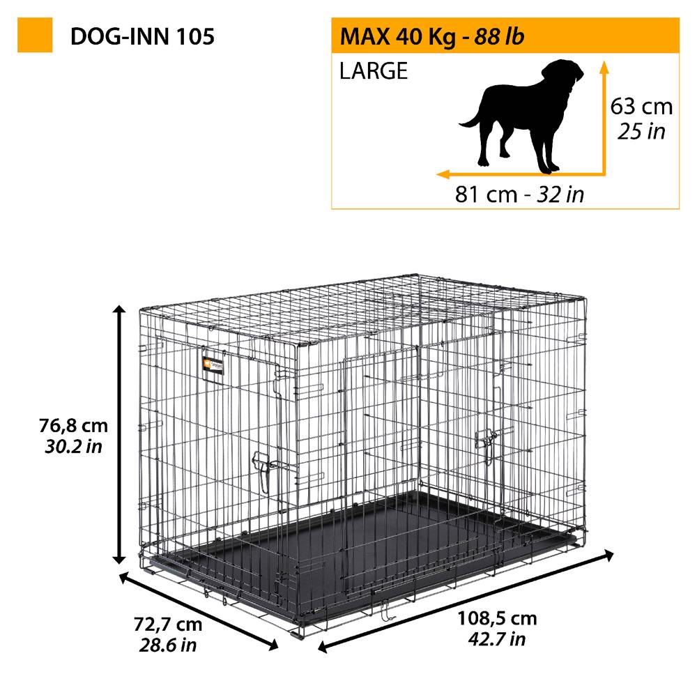 Ferplast - Ferplast Cage de transport pliable pour chiens DOG-INN 105, enclos pour chiots, transport en métal séparation inclus, porte double avec fermeture de - Imagen 2