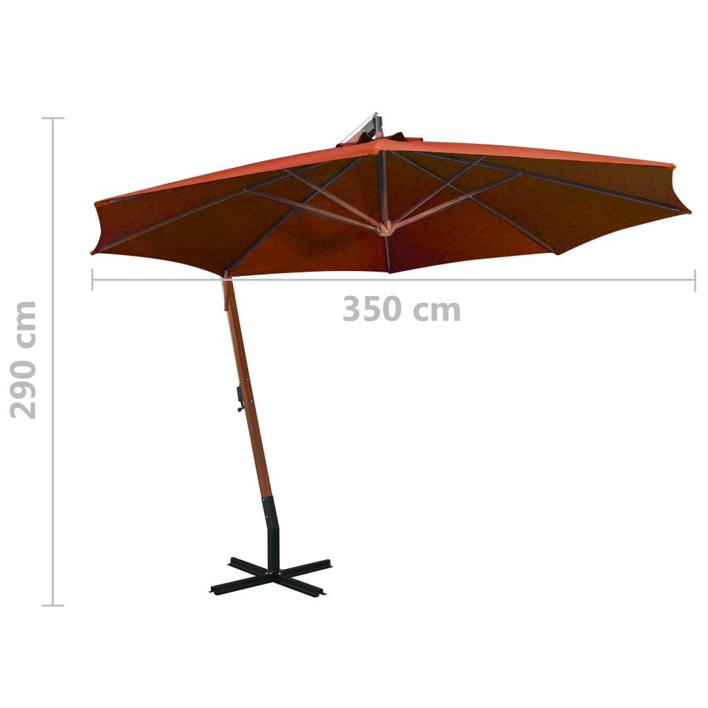 Helloshop26 - Parasol suspendu avec mât 3,5 x 2,9 m bois de sapin orange - Imagen 8