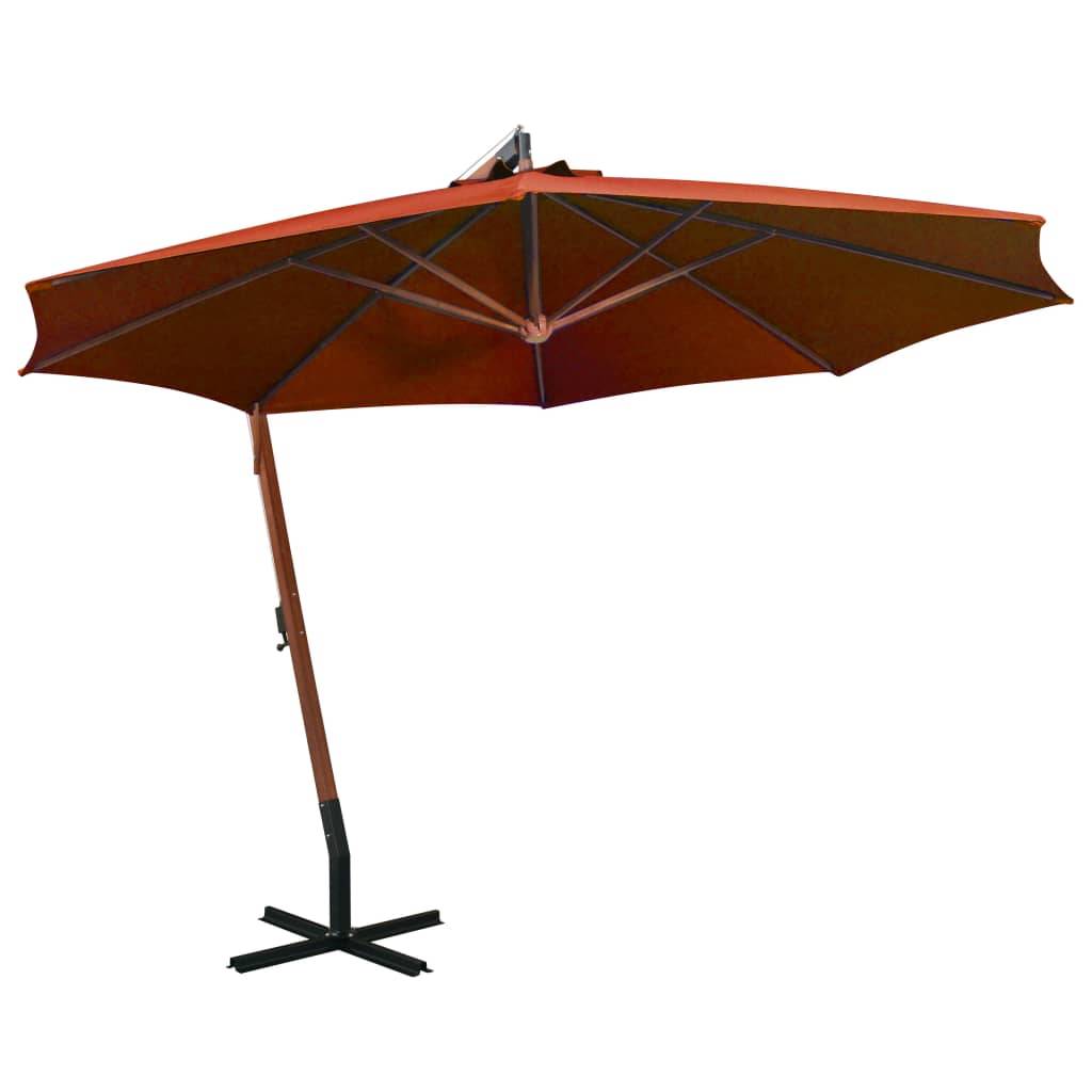 Helloshop26 - Parasol suspendu avec mât 3,5 x 2,9 m bois de sapin orange - Imagen 1