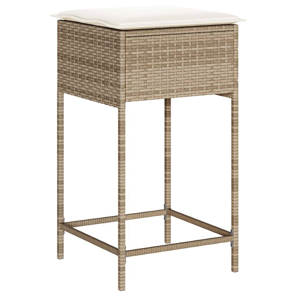Prolenta Premium - Chaises de jardin rotin beige  40 x 40 x 76 cm  - Prolenta premium p371.4 - Image 4