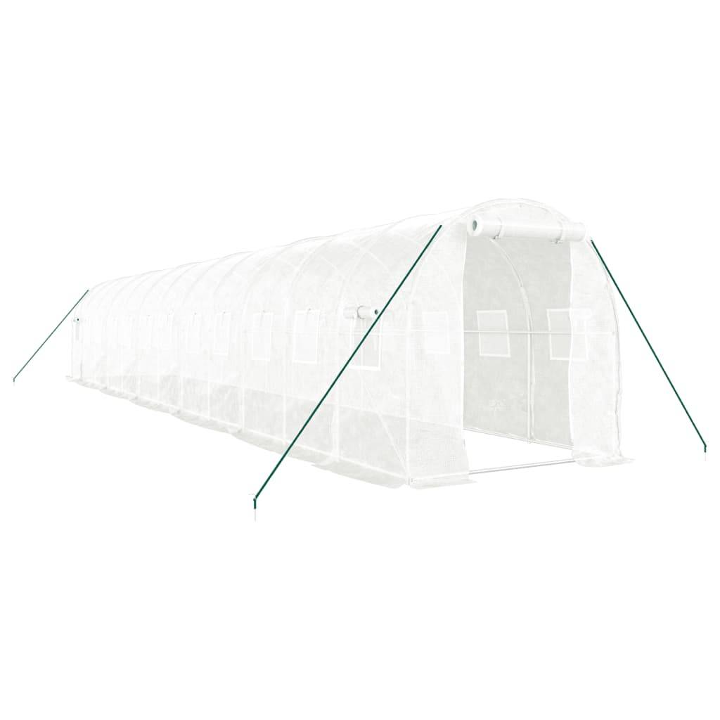 Serre Tunnel 24m² - Serre de jardin - Serre de culture avec cadre en acier blanc 12x2x2 m MI863 MAISON CHIC - Image 1