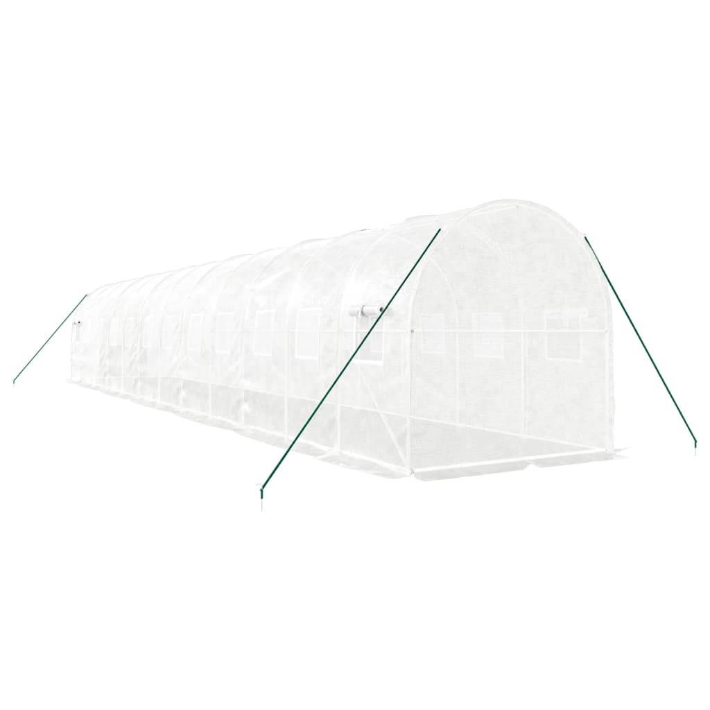 Serre Tunnel 24m² - Serre de jardin - Serre de culture avec cadre en acier blanc 12x2x2 m MI863 MAISON CHIC - Image 6