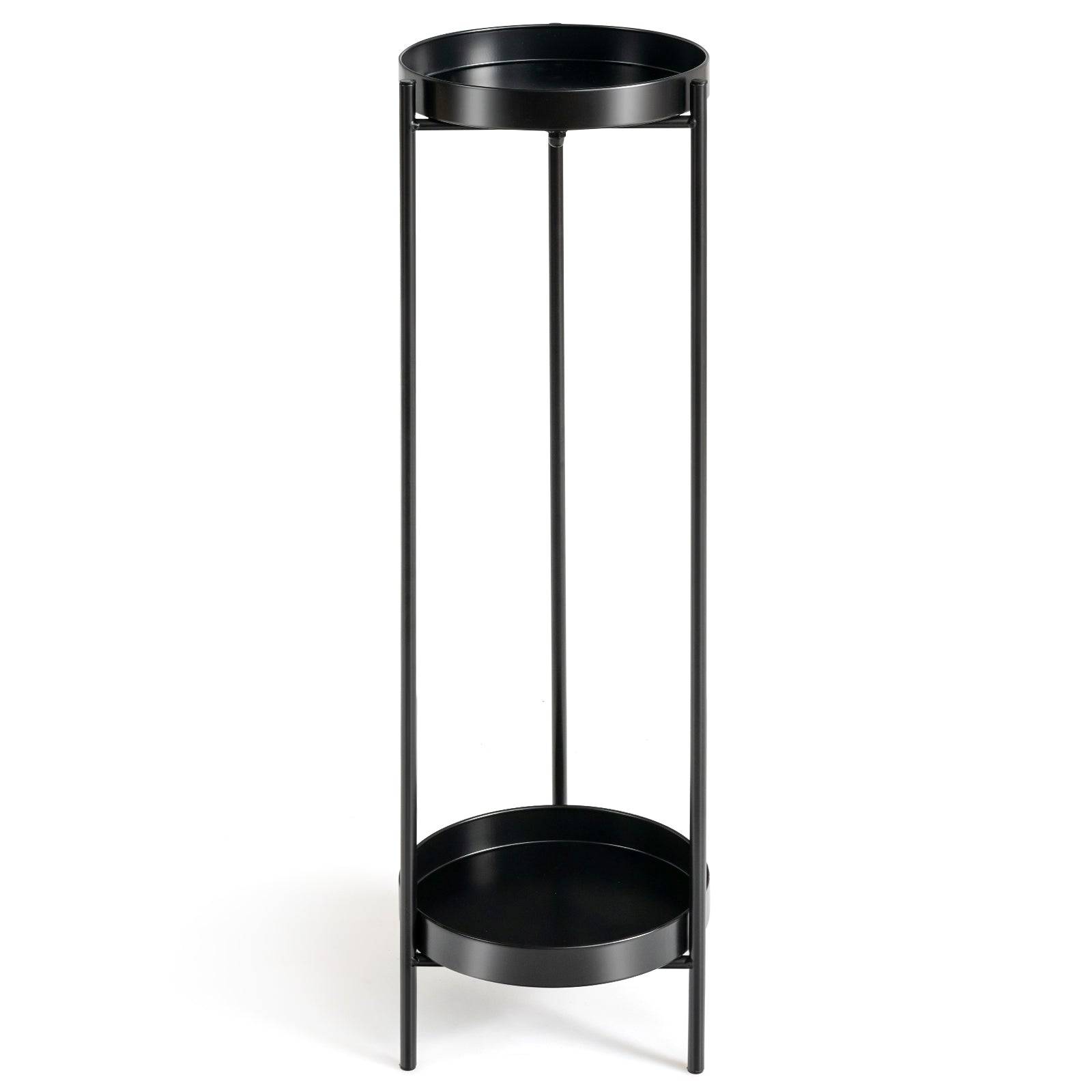 Etagère à fleurs colonne à plantes en acier porte pots pour intérieur et extérieur charge max 15 kg 25 x 80 cm noir - Image 1