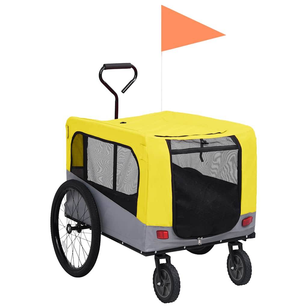 Vidaxl - Remorque de vélo pour chiens et poussette 2-en-1 jaune et gris vidaXL 92442 - Imagen 1