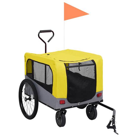 Vidaxl - Remorque de vélo pour chiens et poussette 2-en-1 jaune et gris vidaXL 92442 - Imagen 2
