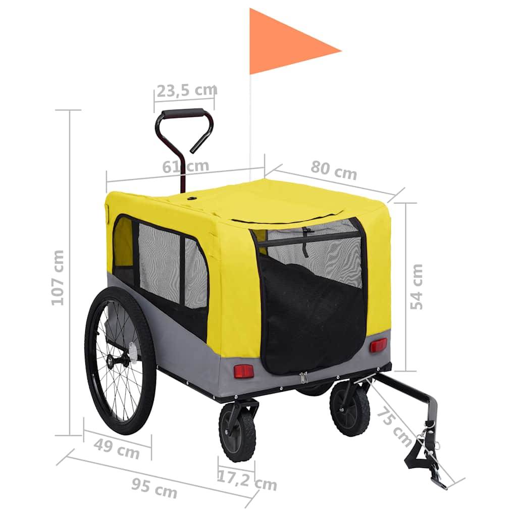 Vidaxl - Remorque de vélo pour chiens et poussette 2-en-1 jaune et gris vidaXL 92442 - Imagen 3