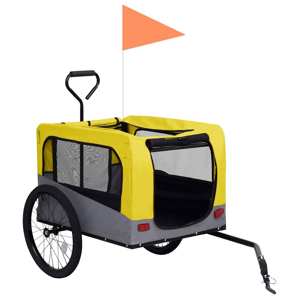 Vidaxl - Remorque de vélo pour chiens et poussette 2-en-1 jaune et gris vidaXL 92442 - Imagen 8